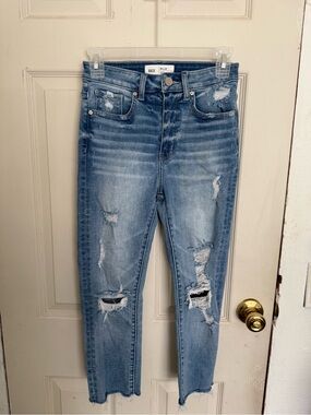 BKE Light Blue Distressed Denim Shorts